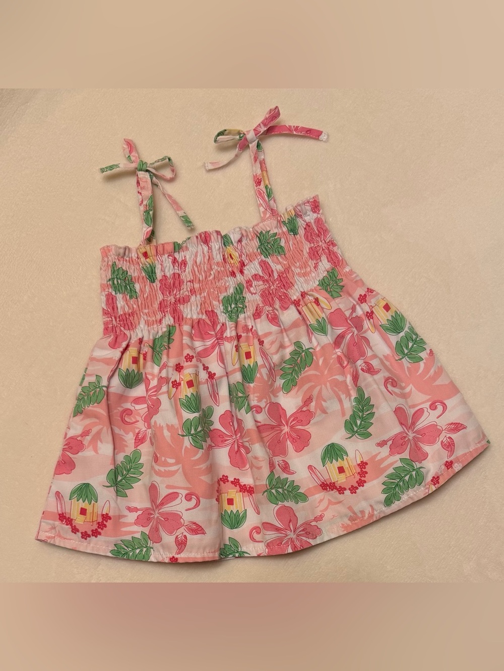 Girls Pink Floral Tie-Shoulder Casual Dress